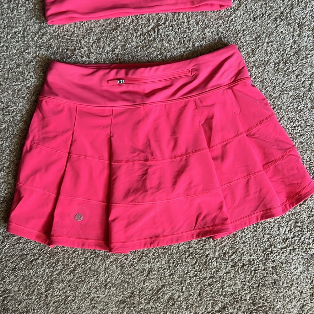 Lululemon hot pink skirt and one shoulder sports bra top set size 8/4 - Picture 7 of 7
